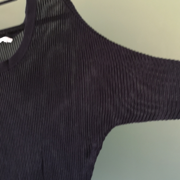 Slinky Sheer Knit Stretchy Slouchy 3/4 Sleeve Sweater Sz M Ricki's Black - Picture 4 of 7